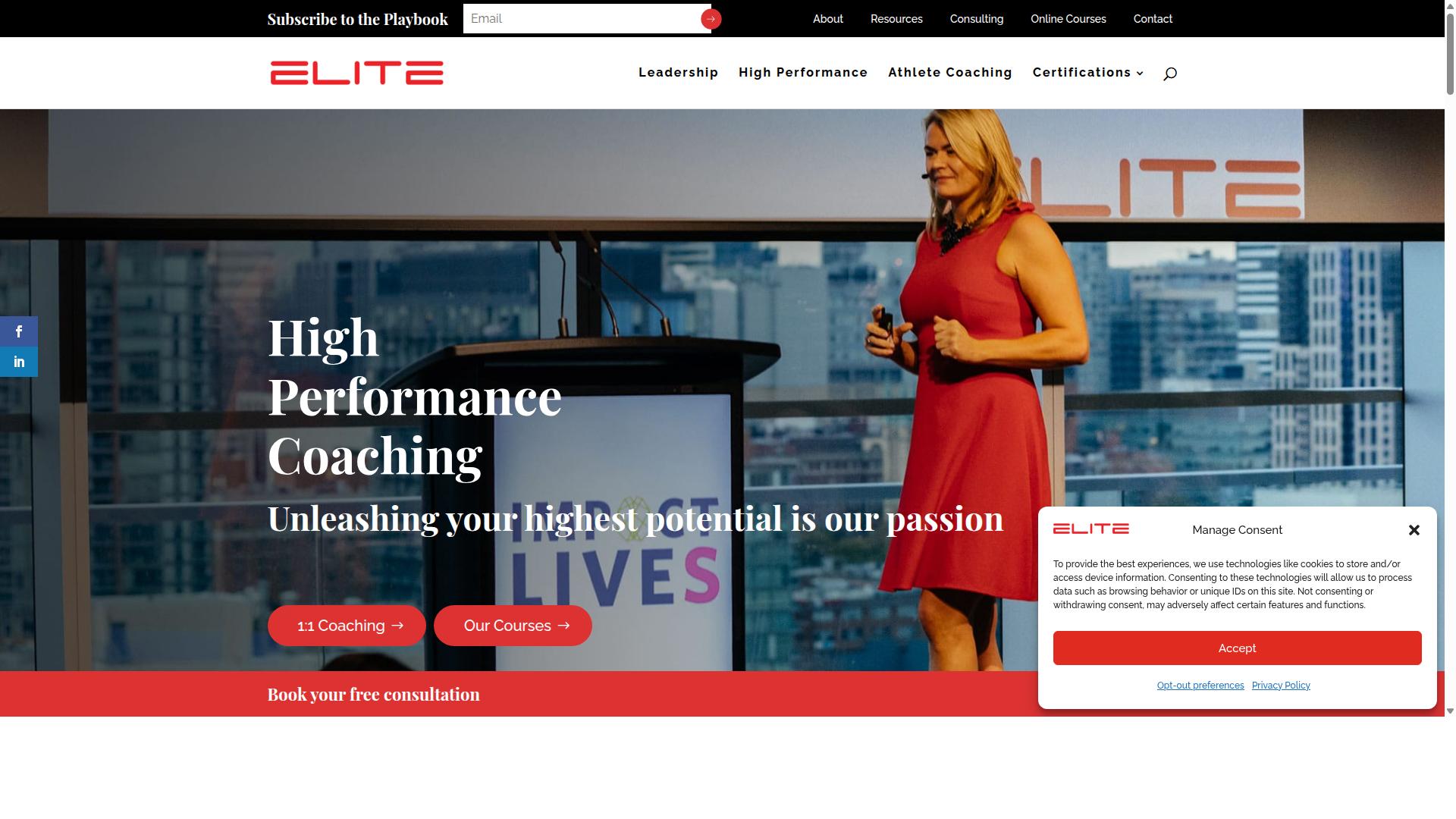 Elite High Performance Coaching website